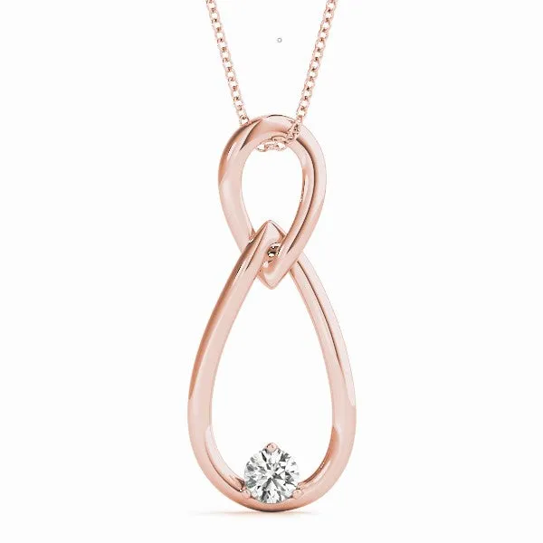 Infinity Teardrop Pendant with Round Diamond in Bezel Setting Rose gold