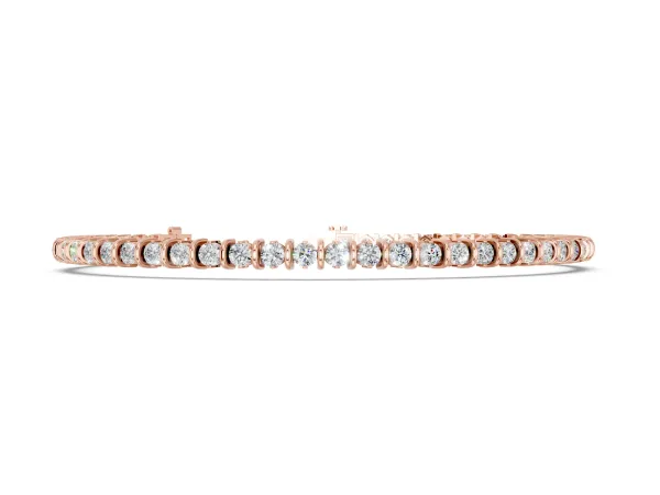 Round Diamond Tennis Bracelet with Channel Setting and Box Clasp Rose gold