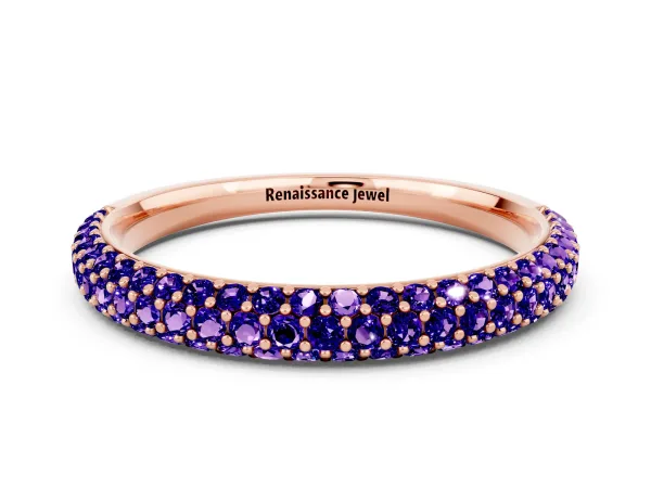 Round Tanzanite Pavé Eternity Band with Shared Prong Setting Rose gold