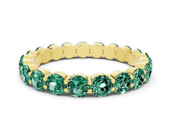 Round Green Sapphire Eternity Band with U-Prong Setting Yellow gold