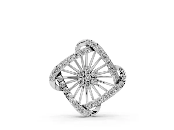 Round Diamond Cluster Pendant with Prong Setting Silver