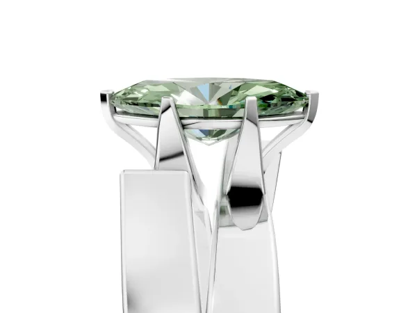 Fancy Green Modern Tension Set Marquise Cut Diamond Solitaire Wide Band Ring Silver