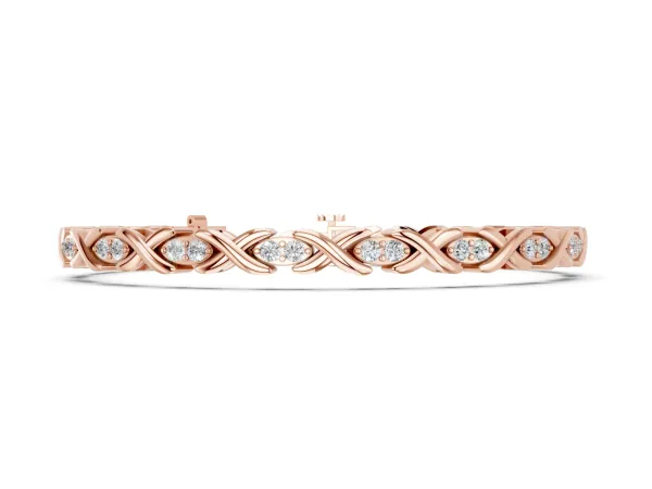 Diamond Round Cut X-Link Tennis Bracelet with Prong Setting Rose gold