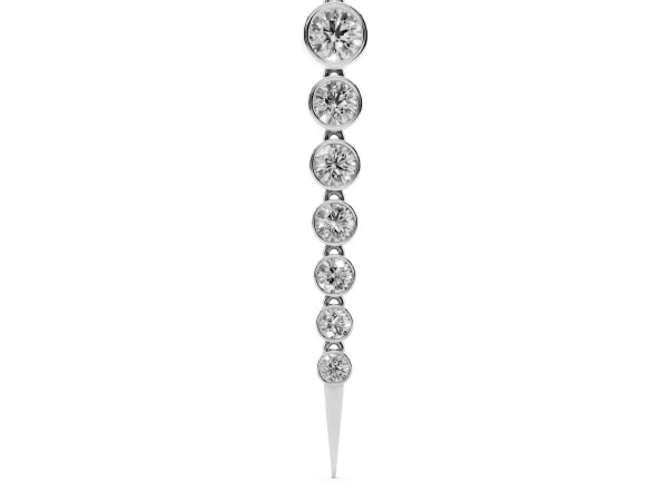 Round Diamond Drop Necklace with Bezel Setting Silver