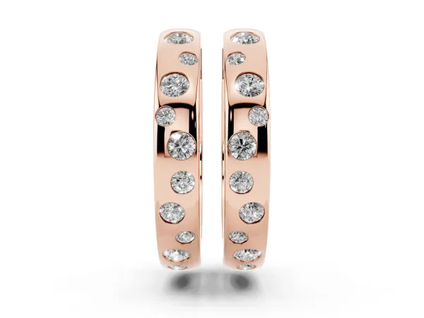 Round Diamond Mosaic Hoop Earrings Rose gold
