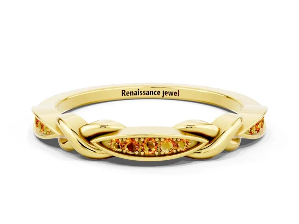 Twisted Marquise Citrine Pavé Band with Shared Prong Setting Yellow gold