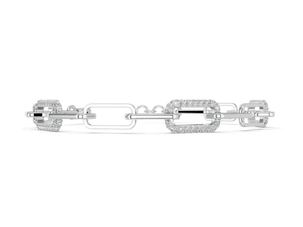 Pavé Round Diamond Link Bracelet with Four-Prong Setting White gold