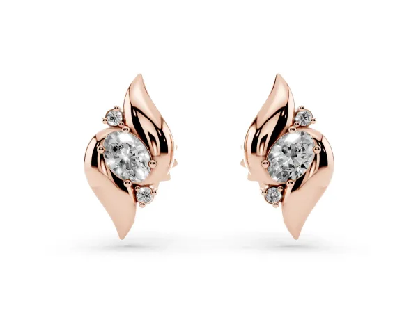 Oval Diamond Shell Stud Earrings Rose gold
