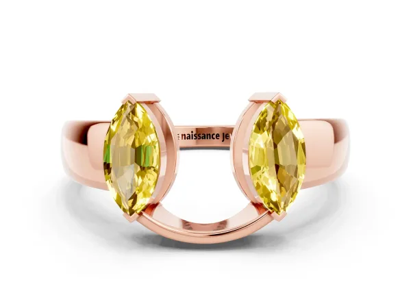 Marquise Yellow Sapphire Open Band Ring with Tension Setting Rose gold