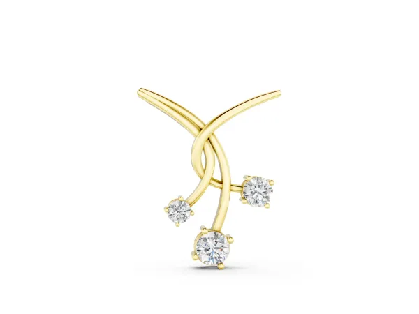Round Diamond Prong Set Pendant Yellow gold