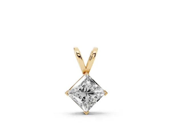 Princess Cut Bezel Set Pendant Yellow gold