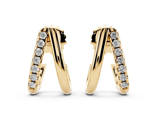 Round Diamond Zuri Huggie Hoop Earrings Yellow gold