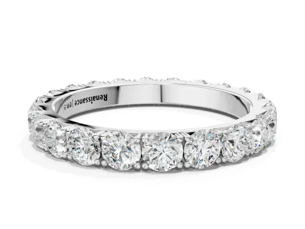 Round Diamond Eternity Band with Pavé Setting and Shared Prong Platinum
