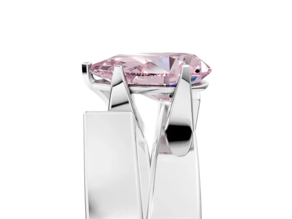 Fancy Pink Modern Tension Set Pear Cut Diamond Solitaire Wide Band Ring Platinum