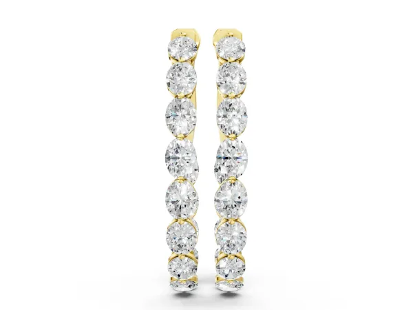 Oval Cut Diamond Inside-Out Hoop Earrings Yellow gold