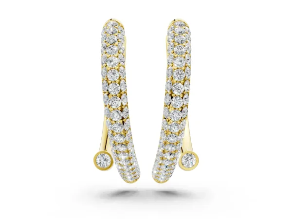 Round Diamond Vega Bypass Hoop Earrings Yellow gold