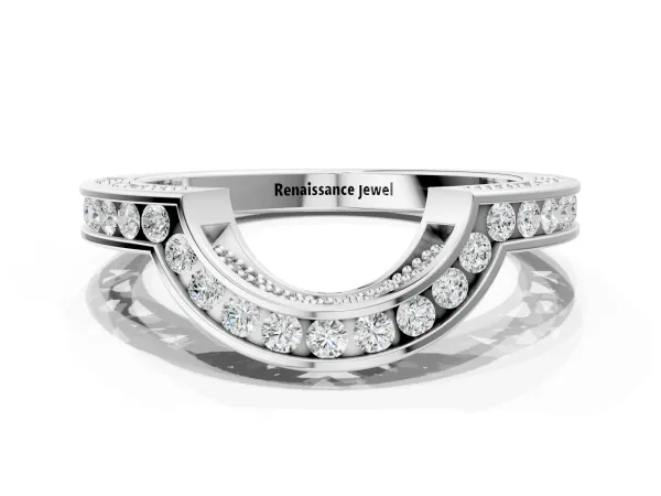 Round Channel-Set Diamond Contour Band Platinum