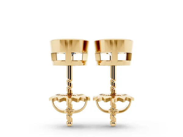Bezel Set Round Diamond Stud Earrings Yellow gold
