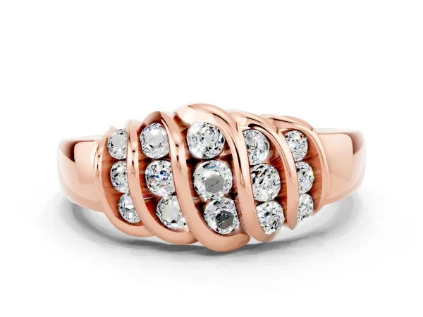 Round Moissanite Multi-Row Crossover Band Rose gold