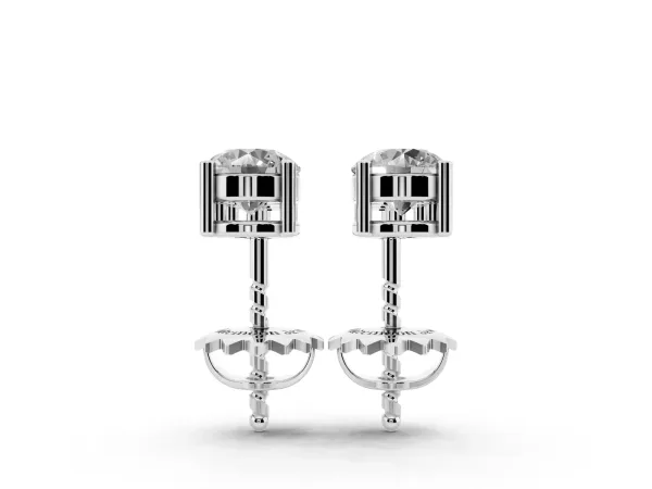 Three-Stone Round Diamond Prong-Set Drop Earrings Silver