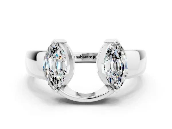 Marquise Moissanite Open Band Ring with Tension Setting Platinum