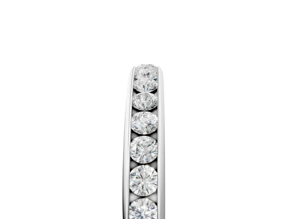 Round Diamond Channel Set Comfort Fit Band Silver