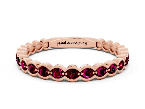 Round Garnet Bezel Set Eternity Band Rose gold