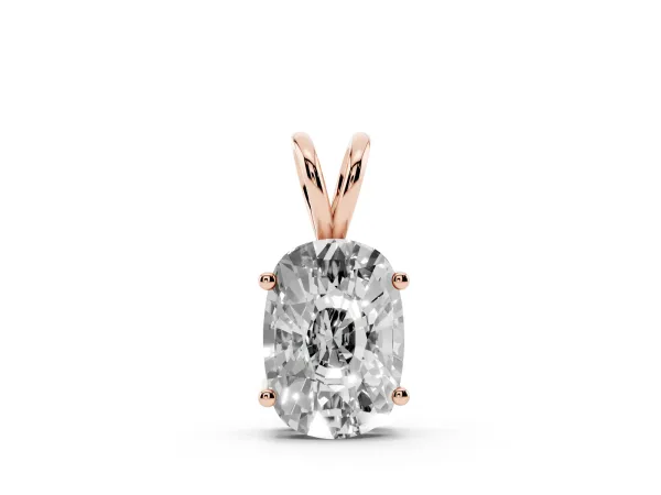 Old Mine Cushion Diamond Solitaire Pendant with Four Prong Setting Rose gold