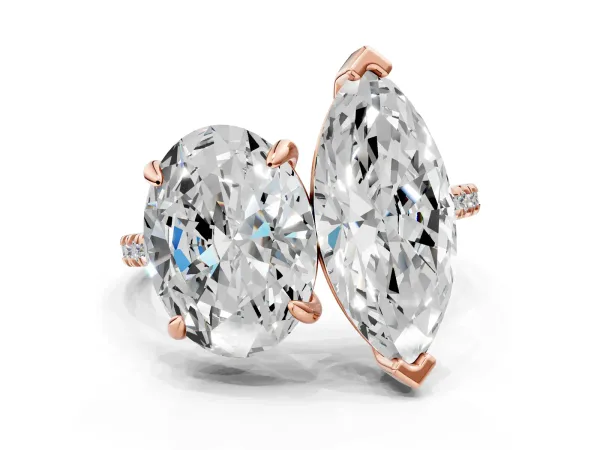 Oval and Marquise Toi Moi Ring with Prong Setting and Pave Band Rose gold