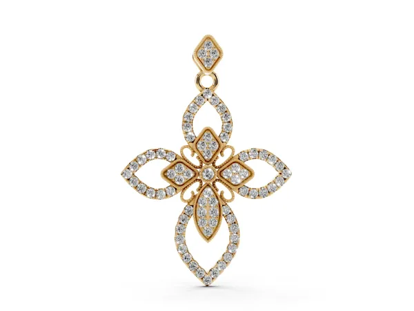 Pavé Marquise Diamond Cross Pendant Yellow gold