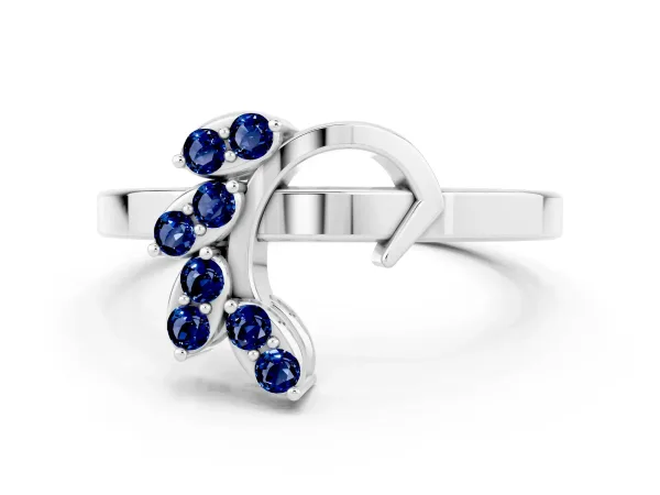 Marquise Blue Sapphire Cluster Bypass Ring with Prong Setting Platinum