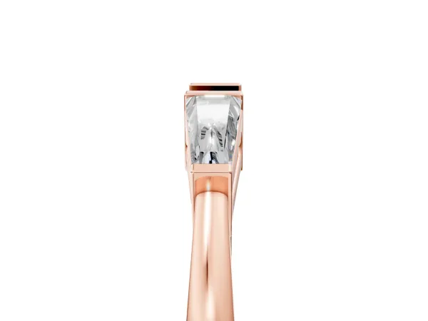 Baguette Diamond Open Band with Bar Prong Setting Rose gold
