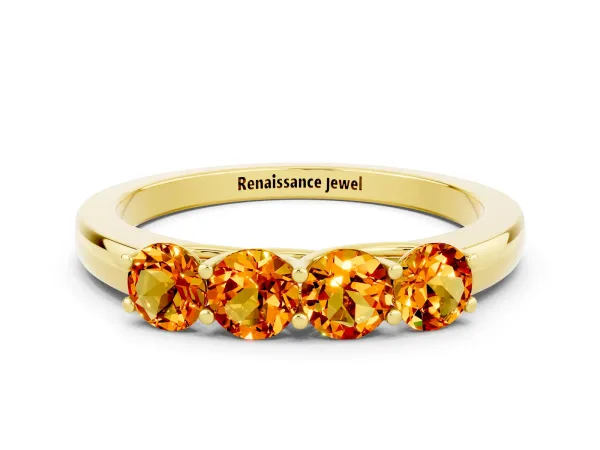 Four-Stone Round Citrine Prong-Set Band Yellow gold