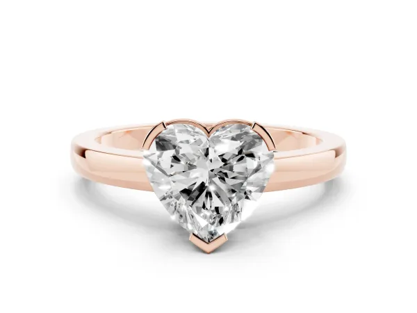 Heart Cut Cut Solitaire Ring with Four-Prong Setting and Classic Band Rose gold