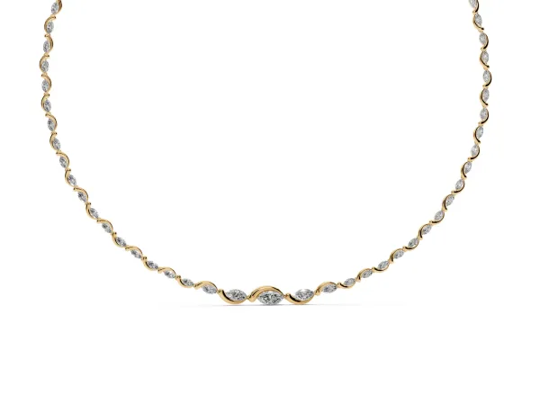 Marquise Diamond Riviera Necklace Yellow gold