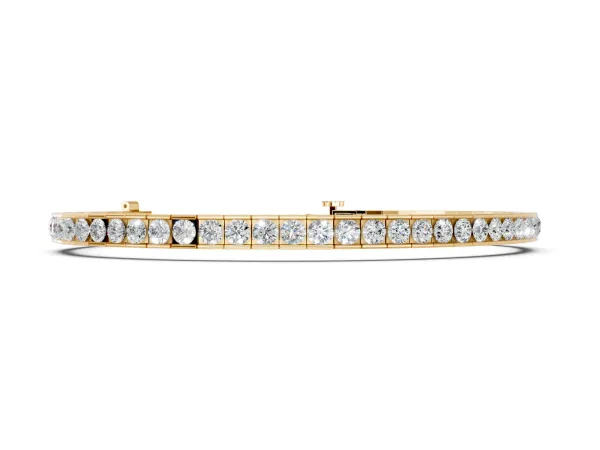 Round Diamond Channel-Set Tennis Bracelet with Box Clasp Yellow gold
