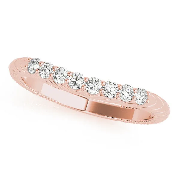 Round Diamond Half Eternity Milgrain Pave Band Rose gold