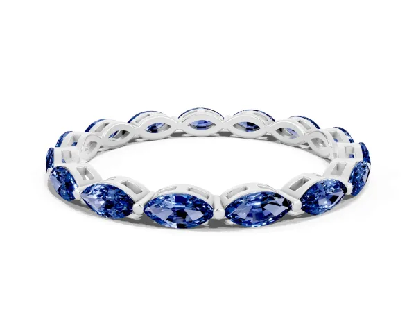 Marquise Blue Sapphire Eternity Band with U-Prong Setting Platinum