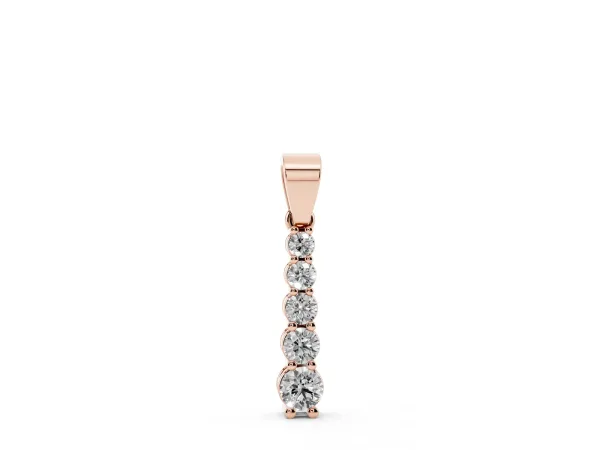 Round Diamond Vertical Pendant with Prong Setting Rose gold