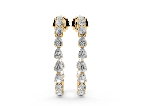 Pear Diamond Open Hoop Earrings Yellow gold