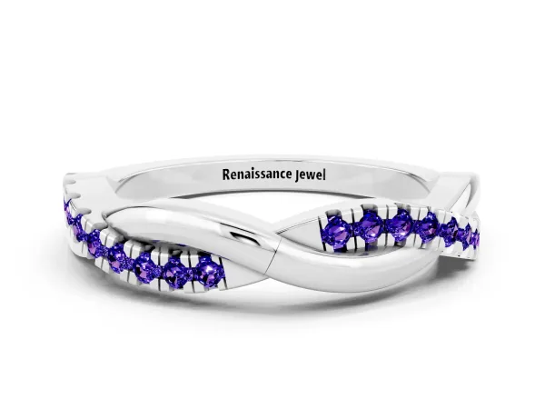 Round Tanzanite Twisted Infinity Band with Prong Setting Platinum