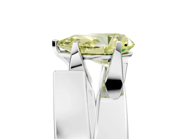 Fancy Yellow Modern Tension Set Pear Cut Diamond Solitaire Wide Band Ring Platinum
