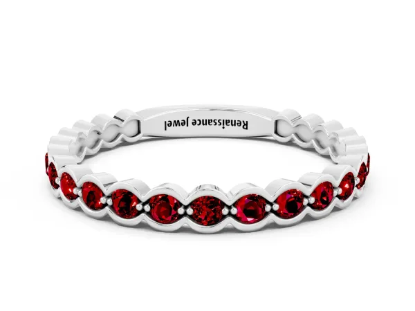 Round Ruby Bezel Set Eternity Band Platinum