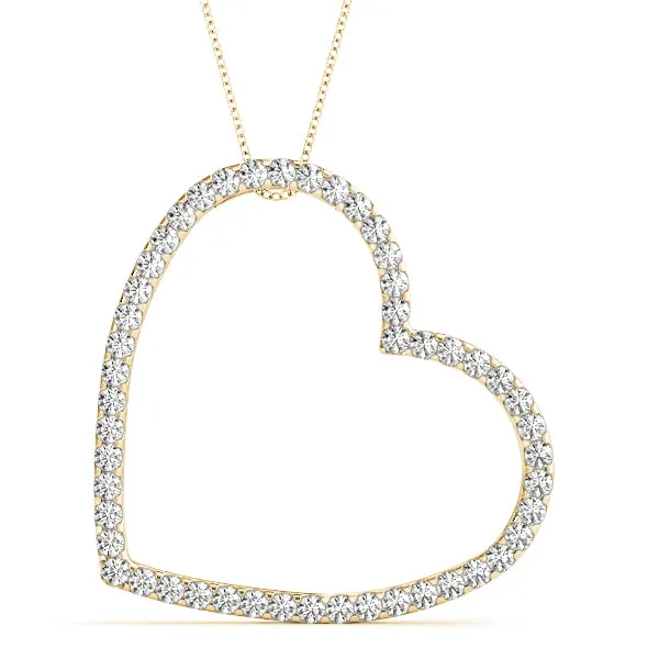Pavé Round Diamond Heart Pendant with Prong Setting Yellow gold