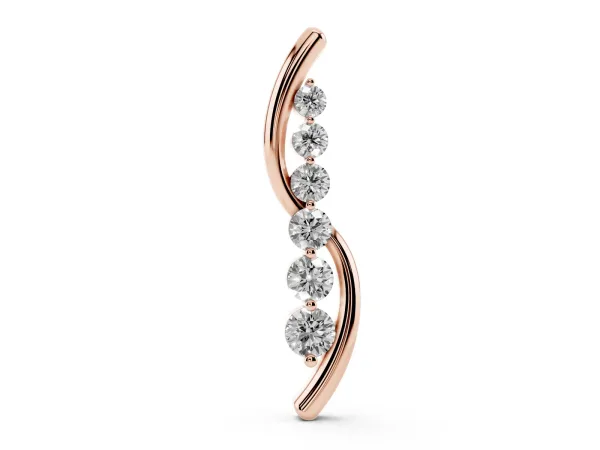 Round Diamond Prong-Set Curved Pendant Rose gold