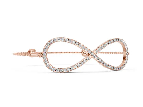 Pavé Round Diamond Infinity Chain Bracelet with Bezel Setting Rose gold