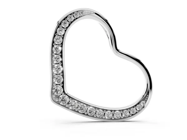 Pavé Round Diamond Open Heart Pendant White gold