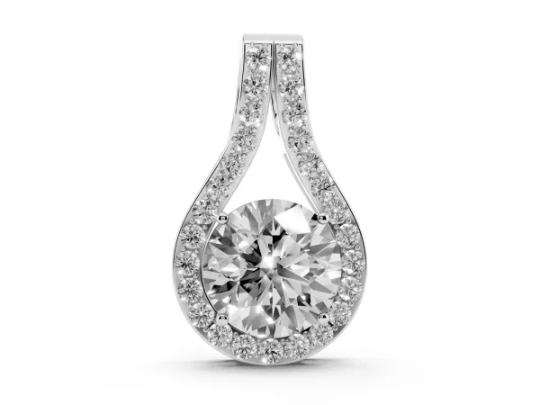 Round Halo Prong Set Pendant Silver