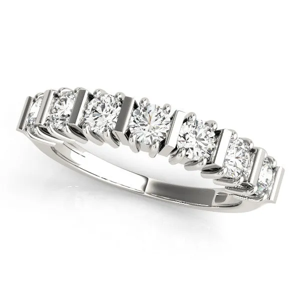 Channel Set Round Diamond Eternity Band with Bar Prong Setting White gold