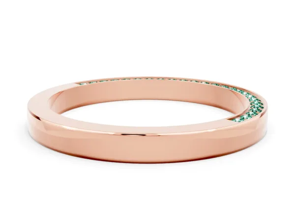 Pavé Round Green Sapphire Channel Set Band Rose gold